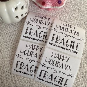 100pc Fragile Holiday Shipping Sticker